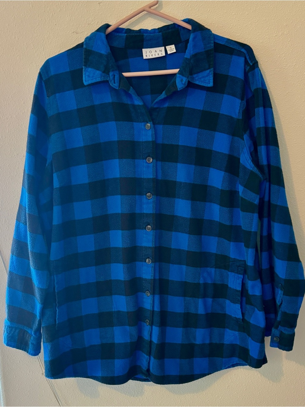 Joan Rivers Flannel Plaid Top XL